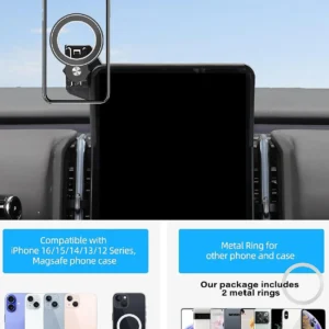 Car Phone Holder for 2025 2026 Volvo EX30 12.3-inch Screen Accessories | MagSafe Strong Magnetic Clip Cell Phone Mount, 360° Rotatable Hands-Free Holder, Not Block Air Vents view 6