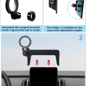 Car Phone Holder for 2025 2026 Volvo EX30 12.3-inch Screen Accessories | MagSafe Strong Magnetic Clip Cell Phone Mount, 360° Rotatable Hands-Free Holder, Not Block Air Vents view 7