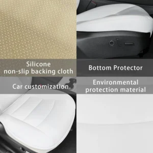 Car Seat Cover 2pcs Front Nappa Leather Fit for Tesla Model Y/3 Car Seat Bottom Protector, Wear-Resistant for 2020 2021 2022 2023 2024 Model Y Model 3 Accessories (Front White) view 4