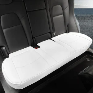 Car Seat Cover 2pcs Front Nappa Leather Fit for Tesla Model Y/3 Car Seat Bottom Protector, Wear-Resistant for 2020 2021 2022 2023 2024 Model Y Model 3 Accessories (Front White)