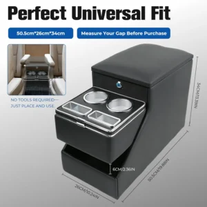 Center Console Organizer for Minivans, SUVs & Middle Van Seats - Floor-Mounted Lockable Storage Box with Dual Cup Holders, Ideal for Vehicle Interior view 3