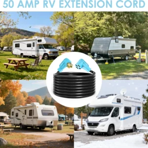 CircleCord 50 Amp 25 Feet RV/EV Extension Cord, Heavy Duty 6/3+8/1 Gauge STW Wire, NEMA 14-50P/R Suit for Tesla Model 3/S/X/Y EV Charging and RV Trailer Campers view 6