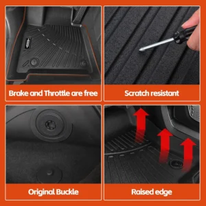 Custom Fit Floor Mats for Ford Mustang Mach-E 2021-2026, All Weather TPE Floor Liners with Trunk Mat & Backrest Protectors, Odorless Full Set Interior Accessories view 6