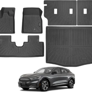 Custom Fit Floor Mats for Ford Mustang Mach-E 2021-2026, All Weather TPE Floor Liners with Trunk Mat & Backrest Protectors, Odorless Full Set Interior Accessories view 7
