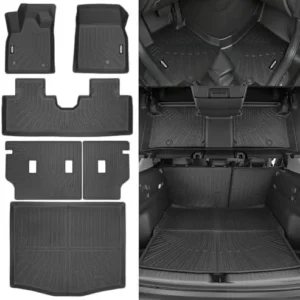 Custom Fit Floor Mats for Ford Mustang Mach-E 2021-2026, All Weather TPE Floor Liners with Trunk Mat & Backrest Protectors, Odorless Full Set Interior Accessories