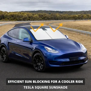 EcoNour Tesla Windshield Sun Shade for Model 3/Y 2017-2026, Foldable Front Window Sunshade Heat & UV Blocker for Tesla Interior Accessories view 7