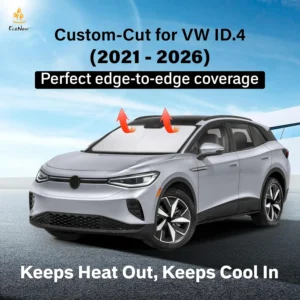EcoNour Windshield Sun Shade Compatible for Volkswagen VW ID.4 2021–2026 | Custom Fit EV Front Window Sunshade | Foldable Heat & UV Reflective Sun Visor view 2