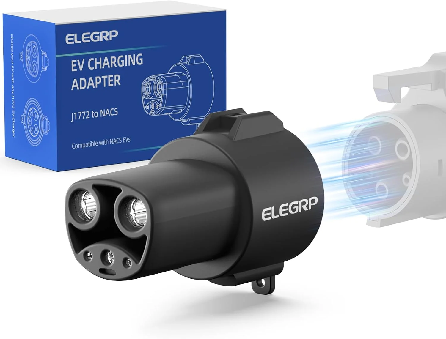 ELEGRP J1772 to Tesla Adapter charging a Tesla Model Y