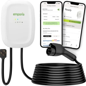 EMPORIA Level 2 EV Charger w/ J1772 Connector — 48 Amp, 240V WiFi Enabled Electric Vehicle Charging Station, 25ft Cable, NEMA 14-50, White view 1