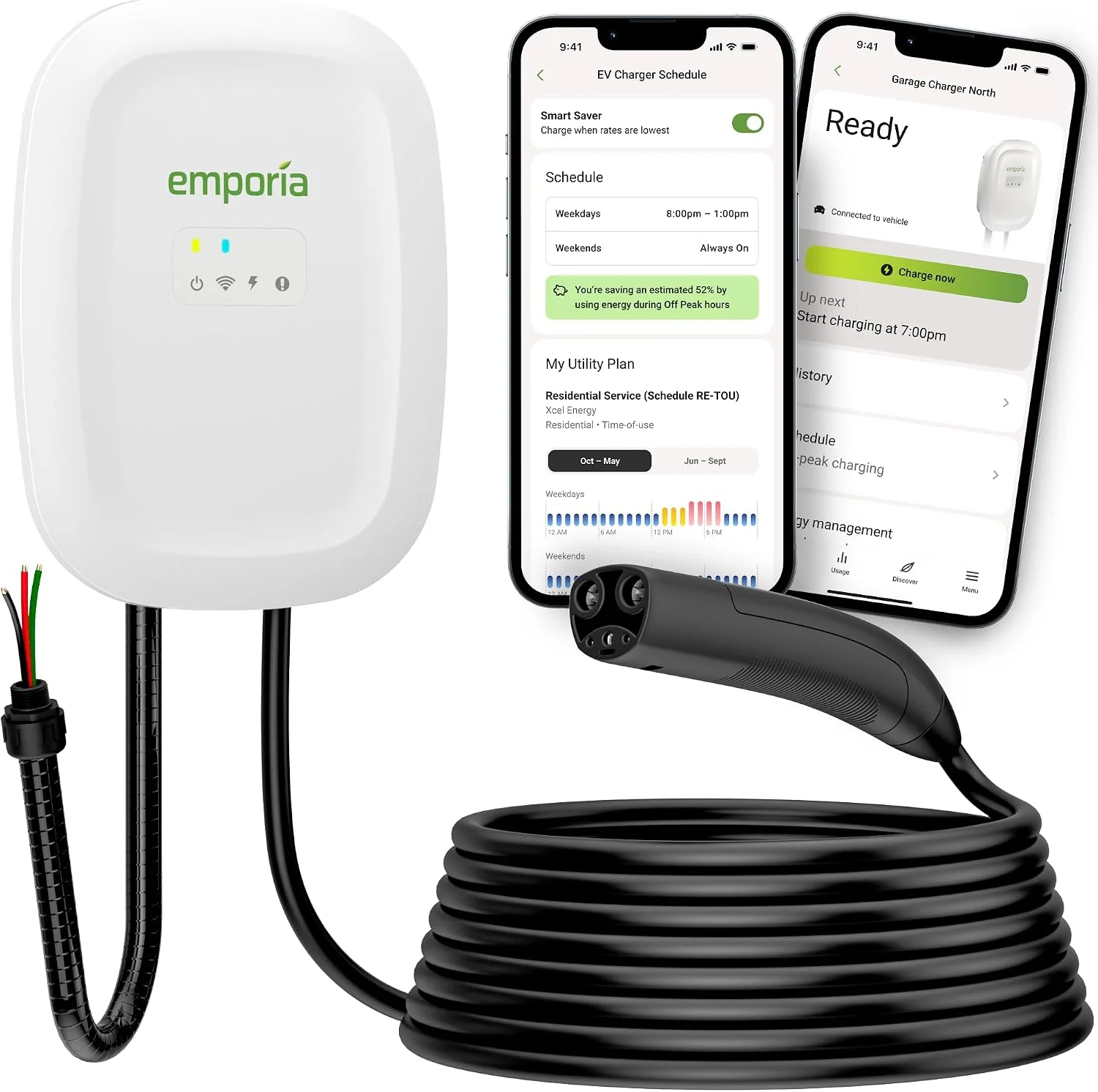 Emporia Level 2 NACS EV Charger installed in a modern garage