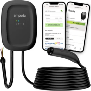 EMPORIA Level 2 EV Charger w/NACS, Compatible with Tesla - 48 amp Electric Car Charger, Preconfigured for Hardwired Install with Whip, UL/Energy Star WiFi-Enabled EVSE, 24ft Cable, White view 7