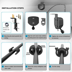 EV Charger Cable Retractor Ceiling Mount, 11.5ft Self-Locking Retractable Cord Reel for EV Charging Cables, Automatic Cable Organizer Compatible with Most Electric Vehicles view 6