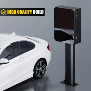 EV Charger Pedestal, Outdoor EV Charger Stand, Pedestal for Charging Station, Applicable to All Charging Case Styles, Floor Mounted, All Weather, Electric Vehicle Pile, Stainless Steel, Black view 2