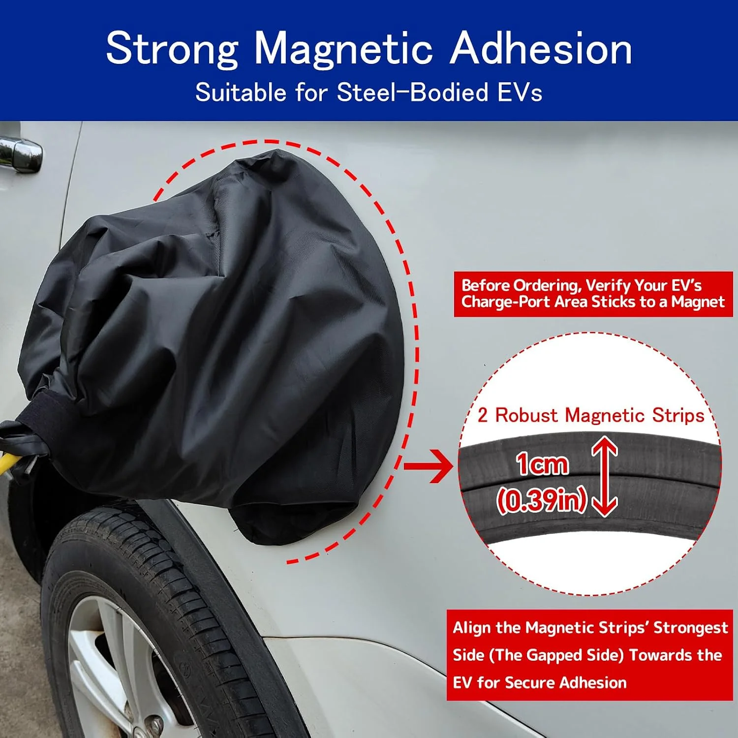 Installing EV charger cover on car