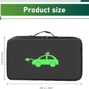 EV Charging Cable Storage Bag, Portable Rectangle Car Charger Cable Organizer Bag, Easy-clean Cord Hoses Carry Case, Universal for EV Cars (Black) view 2