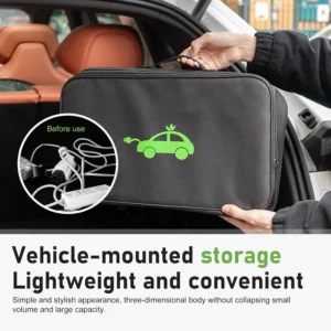 EV Charging Cable Storage Bag, Portable Rectangle Car Charger Cable Organizer Bag, Easy-clean Cord Hoses Carry Case, Universal for EV Cars (Black) view 7