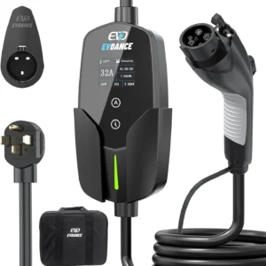 EVDANCE Level 2 EV Charger (32Amp, 240V, NEMA 14-50P), 7.68kW Fast Portable & Home Electric Car Charger with 25ft Cable, Adjustable Current/Delay Chargin for J1772 EVs view 1