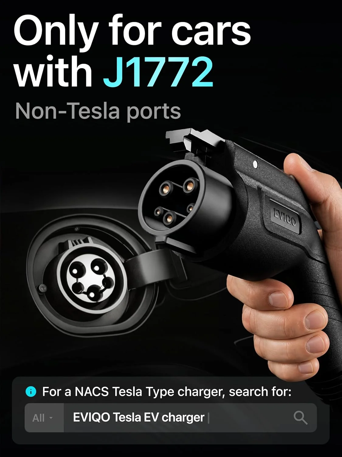 J1772 connector on the EVIQO EV charger