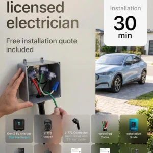 EVIQO Level 2 EV Charger, 48 Amp 240V, J1772 Charger for Non-Tesla EVs, 25ft Cable, WiFi (2.4GHz) Smart App, Weatherproof Indoor/Outdoor (IP66, NEMA 4), UL & ETL Certified, Hardwired, 11.5kW view 5