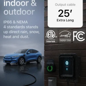 EVIQO Level 2 EV Charger, 48 Amp 240V, J1772 Charger for Non-Tesla EVs, 25ft Cable, WiFi (2.4GHz) Smart App, Weatherproof Indoor/Outdoor (IP66, NEMA 4), UL & ETL Certified, Hardwired, 11.5kW view 6