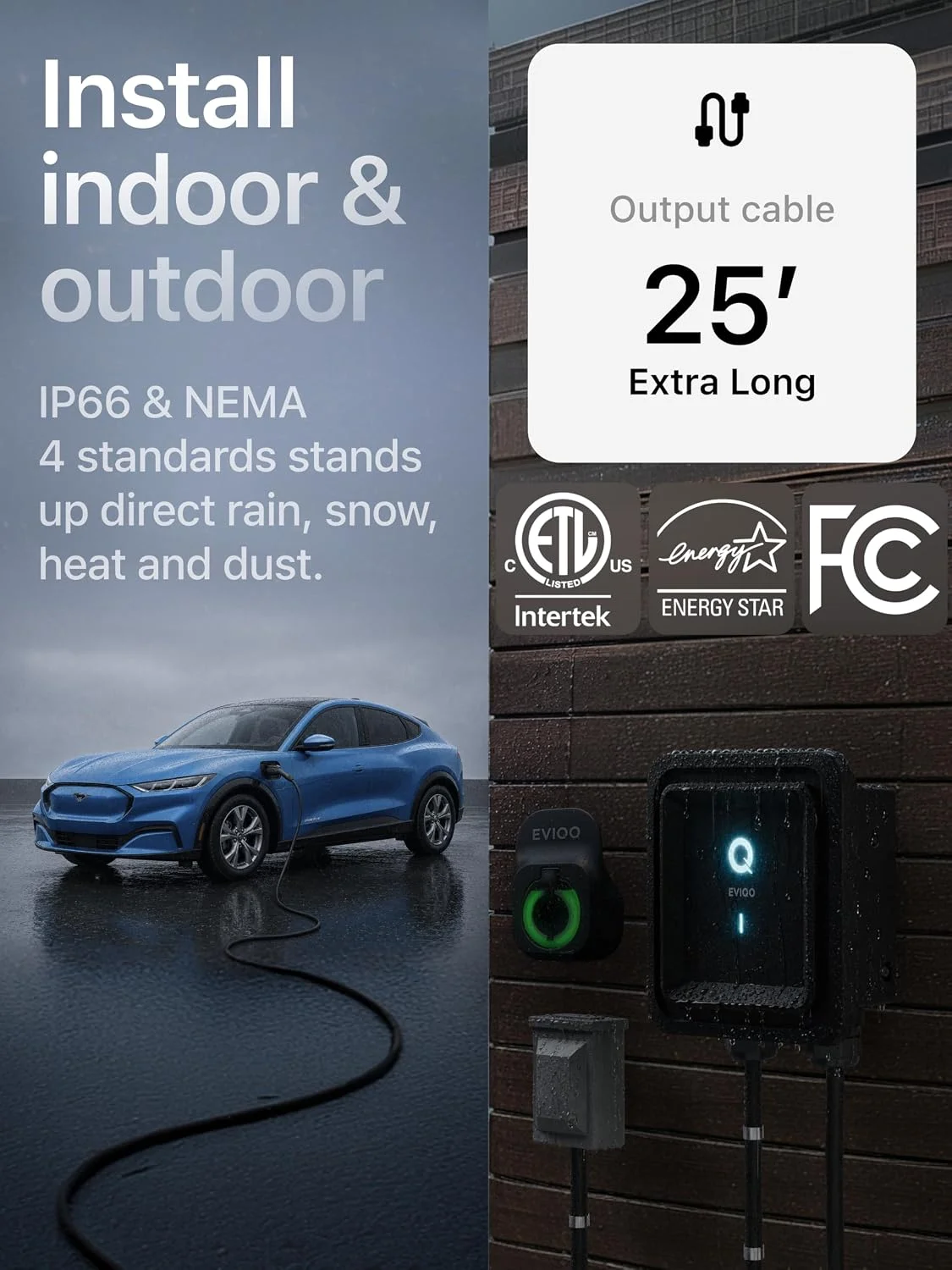 Easy access side reset button on EVIQO charger