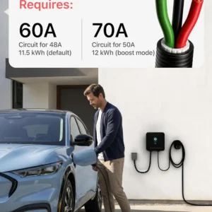 EVIQO Level 2 EV Charger, 48 Amp 240V, J1772 Charger for Non-Tesla EVs, 25ft Cable, WiFi (2.4GHz) Smart App, Weatherproof Indoor/Outdoor (IP66, NEMA 4), UL & ETL Certified, Hardwired, 11.5kW view 7