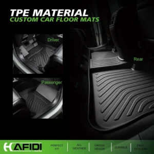 Floor Mats & Cargo Liner for Jeep Grand Cherokee L 2021-2026 6-Seats | Fit for No Center Console, With Backrest Mat, Custom Fit, All Weather Automotive Floor Liners, Raised Edge, TPE, Black view 2