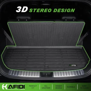 Floor Mats & Cargo Liner for Jeep Grand Cherokee L 2021-2026 6-Seats | Fit for No Center Console, With Backrest Mat, Custom Fit, All Weather Automotive Floor Liners, Raised Edge, TPE, Black view 3