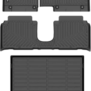 Floor Mats & Cargo Liner for Jeep Grand Cherokee L 2021-2026 6-Seats | Fit for No Center Console, With Backrest Mat, Custom Fit, All Weather Automotive Floor Liners, Raised Edge, TPE, Black