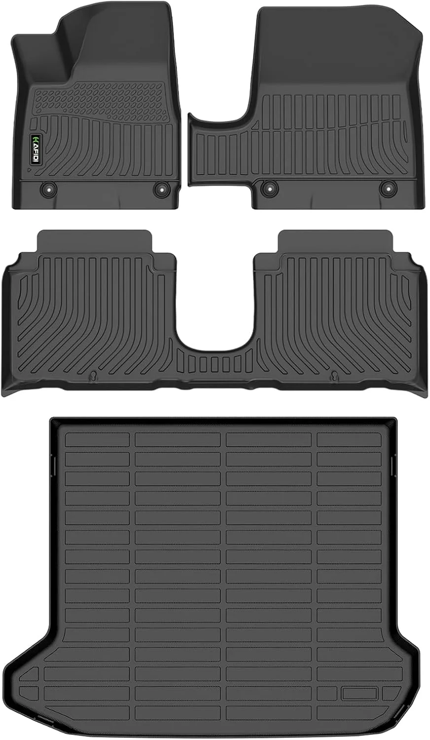 Floor Mats & Cargo Liner for Jeep Grand Cherokee L 2021-2026 6-Seats | Fit for No Center Console, With Backrest Mat, Custom Fit, All Weather Automotive Floor Liners, Raised Edge, TPE, Black