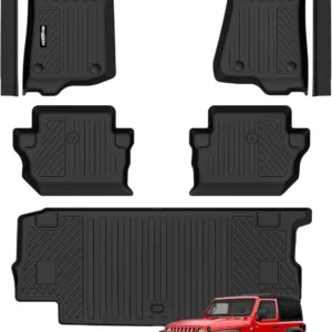 Floor Mats for 2018-2026 Jeep Wrangler JL 2-Door, Trunk Mat & Door Sill Guard All Weather TPE Protector for Jeep Wrangler JL 2-Door Accessories view 1