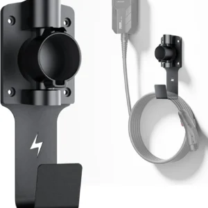 FOCSPROD EV Charger Holder, with 180° Rotation Nozzle Dock, Metal J-Hook for SAE J1772 Charger Holder Organizer Wall-Mount Connector Electric Vehicle Charging Cable Car Accessories view 1