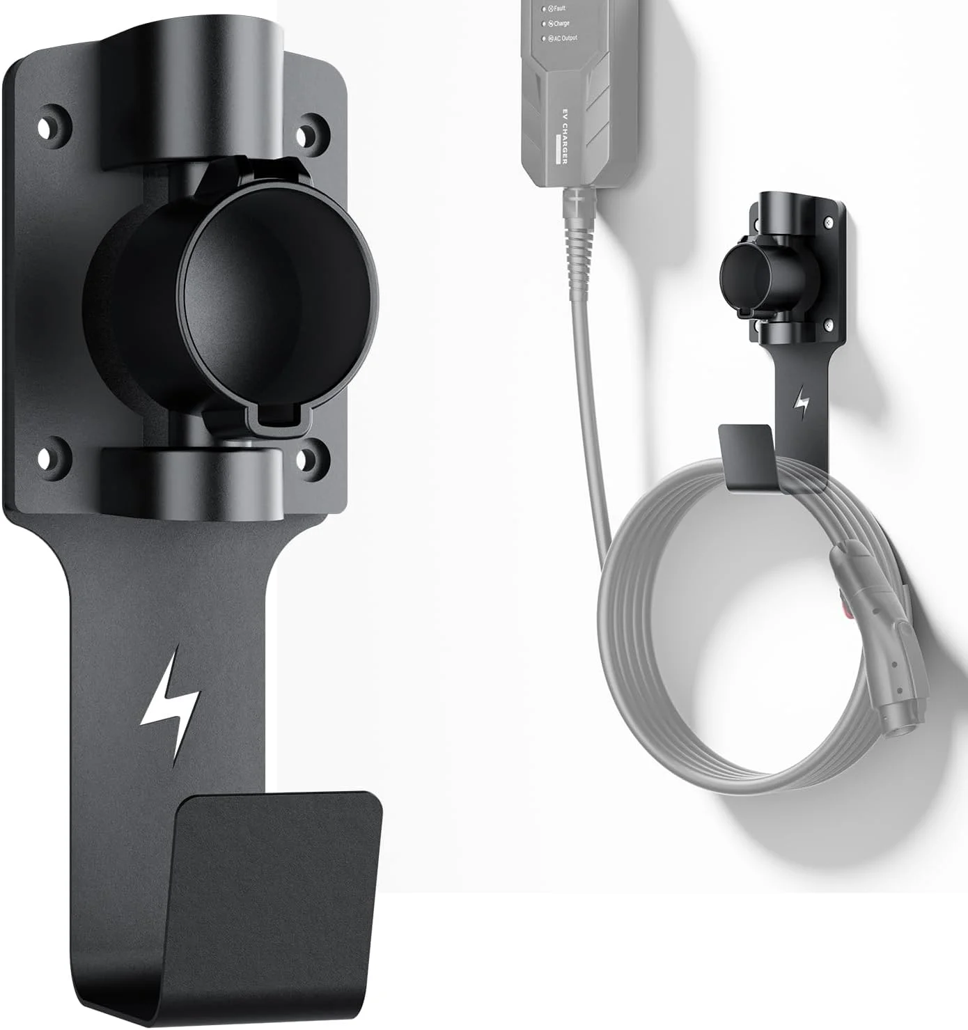 FOCSPROD EV Charger Holder installed on garage wall