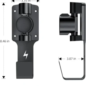 FOCSPROD EV Charger Holder, with 180° Rotation Nozzle Dock, Metal J-Hook for SAE J1772 Charger Holder Organizer Wall-Mount Connector Electric Vehicle Charging Cable Car Accessories