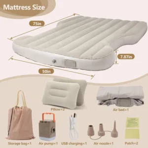 for Tesla Model Y Air Mattress, Self Inflating Car Camping Mattress with Wireless Charging Air Pump, 2 Pillows, Storage Bag, Sleeping Mat for Tesla Model Y Accessories 2020-2026 view 6