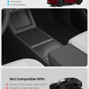for Tesla New Model Y Juniper Center Console Organizer Tray Divided Storage Double Layer Space Slide smoothly Model Y 2025 2026 Accessorie - 4 PCS, Black view 2