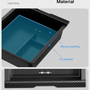 for Tesla New Model Y Juniper Center Console Organizer Tray Divided Storage Double Layer Space Slide smoothly Model Y 2025 2026 Accessorie - 4 PCS, Black view 5