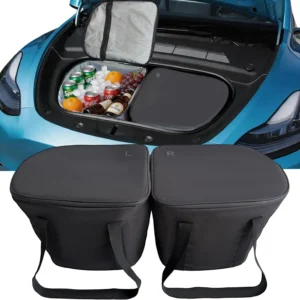 Frunk Cooler Organizer for Tesla Model Y 2020-2026, Insulated Waterproof Front Trunk Storage Bag with Hidden Pocket, 2-Pack Black view 1