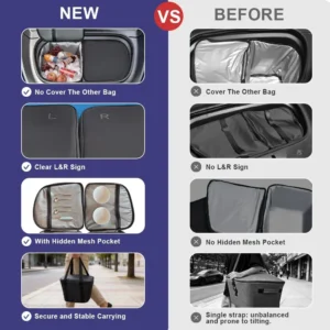Frunk Cooler Organizer for Tesla Model Y 2020-2026, Insulated Waterproof Front Trunk Storage Bag with Hidden Pocket, 2-Pack Black view 4