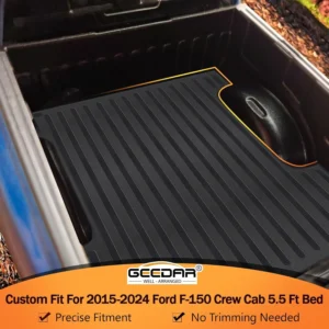 GEEDAR Heavy Duty Rubber Bed Mat for 2015-2026 Ford F-150 5.5 ft CrewCab Bed Liner, Includes 22-26 Lightning Crew/Super Crew, All Weather F-150 5.5 ft Bed Mat, Ford F150 Accessories, Black view 3