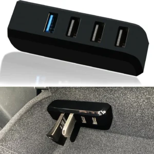 Glove Box USB Hub for Tesla Model Y 2021-2024 and Model 3 2021-2023, 4-in-1 Multiport Glovebox Docking Station Accessories for Dashcam Flash Drive Charger Data Transfer Games Music view 1