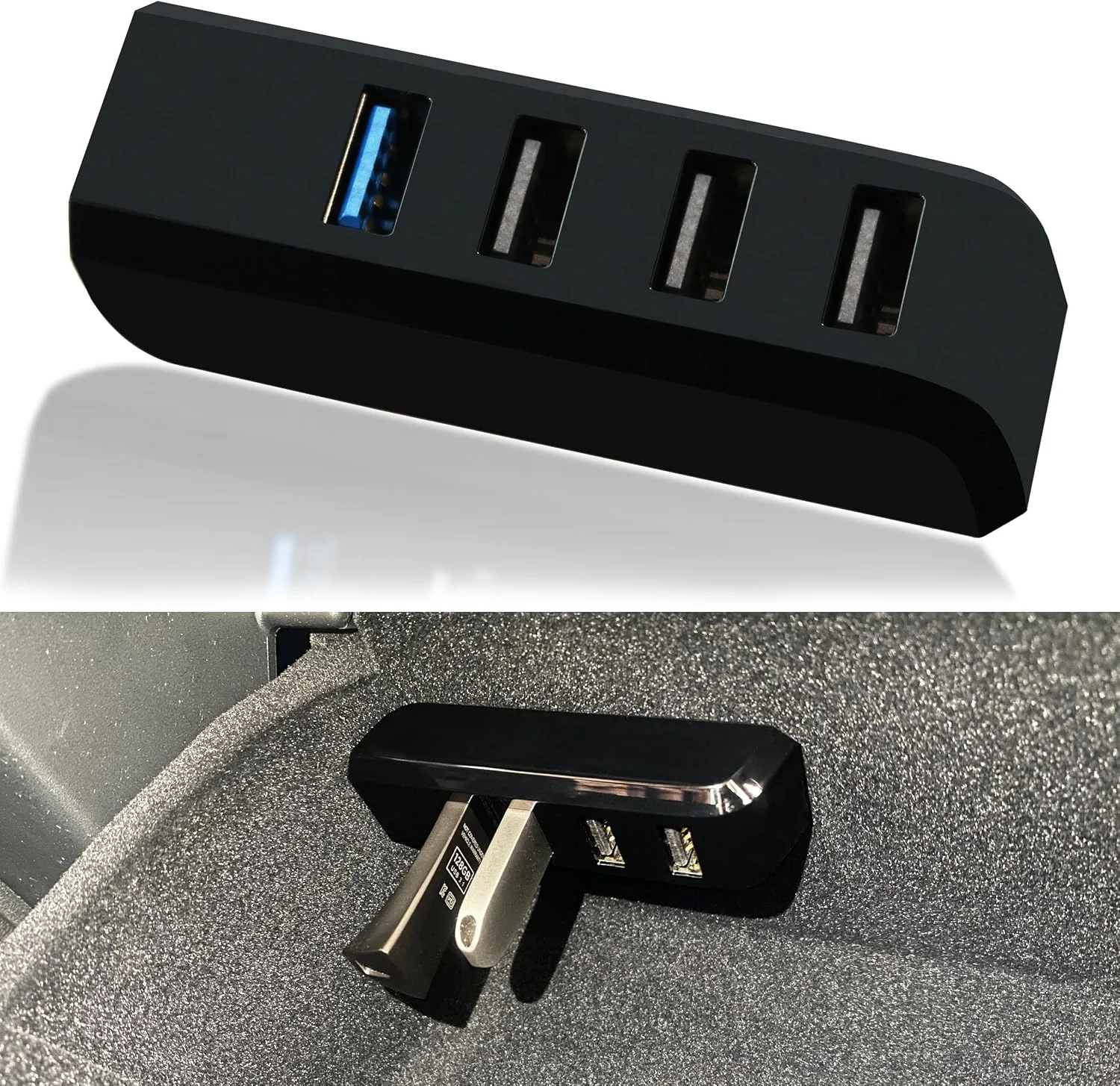 Tesla Model Y Glove Box USB Hub installed