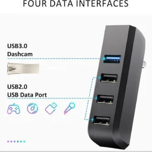 Glove Box USB Hub for Tesla Model Y 2021-2024 and Model 3 2021-2023, 4-in-1 Multiport Glovebox Docking Station Accessories for Dashcam Flash Drive Charger Data Transfer Games Music view 4