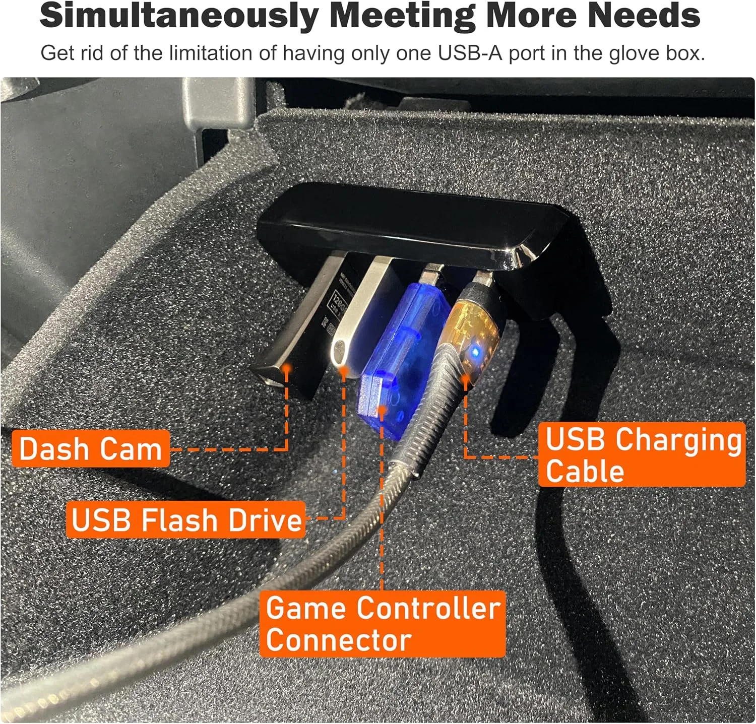 Close-up of the durable materials of the Tesla USB hub