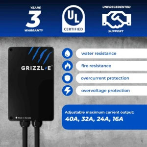 Grizzl-E Classic, Level 2 240V / 40A Electric Vehicle (EV) Charger, UL Certified, Metal Case Enclosure, Indoor/Outdoor Electric Car Fast Wall Charging Station, NEMA 14-50 Plug, Classic Black view 3