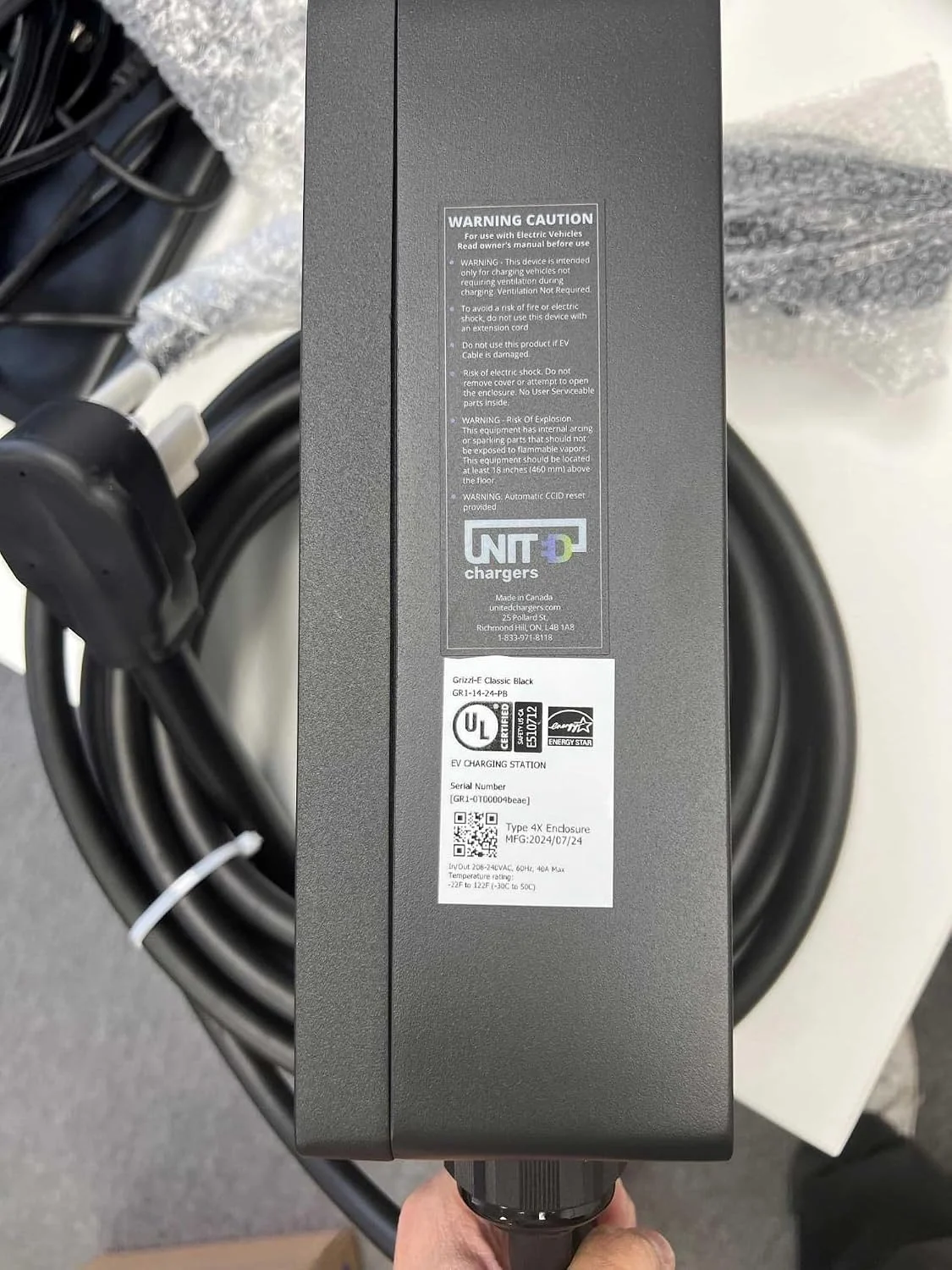 Grizzl-E Classic, Level 2 240V / 40A Electric Vehicle (EV) Charger, UL Certified, Metal Case Enclosure, Indoor/Outdoor Electric Car Fast Wall Charging Station, NEMA 14-50 Plug, Classic Black