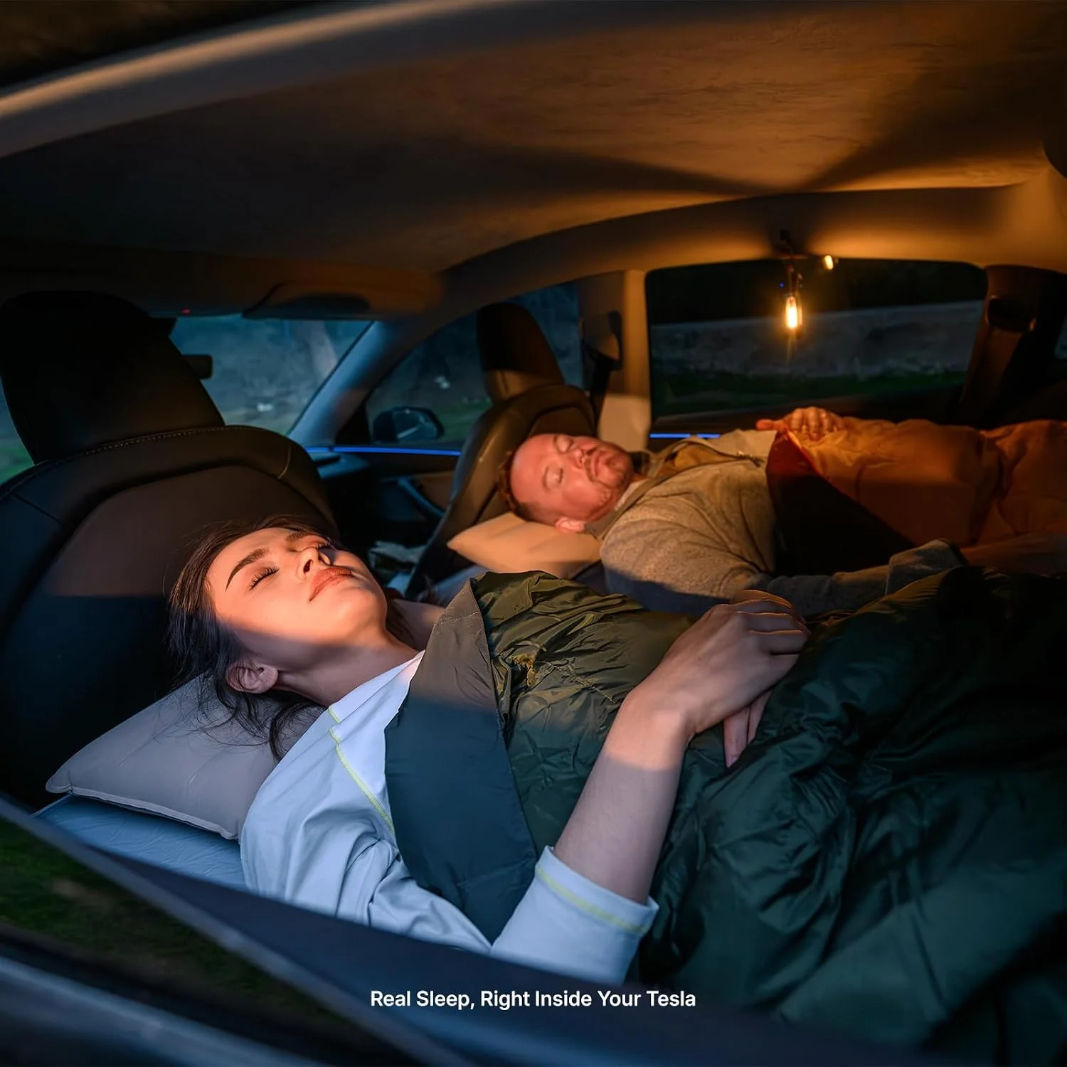 Havnby FlatCore for Tesla 2020-2026 Model Y TPU Backseat Mattress, 7.5" Hybrid Support with Built-in Pump, Wedge Design for Road Trips, Camping, Work Shifts, Naps