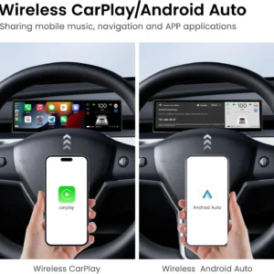 Heads Up Display for Tesla Model Y & Model 3, 9.0" | Wireless Carplay & Android Auto, Ultra-Thin Screen with Front Camera, Battery/Dashboard Data Sync, Blind Spot Warning view 3