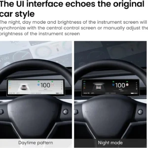 Heads Up Display for Tesla Model Y & Model 3, 9.0" | Wireless Carplay & Android Auto, Ultra-Thin Screen with Front Camera, Battery/Dashboard Data Sync, Blind Spot Warning view 7
