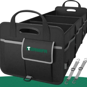 Heavy-Duty Trunk Organizer & Multi-Compartment Storage Box for SUV/Sedan/Minivan,600D Waterproof Oxford,2 Securing Hooks & Reflective Strips-Large Capacity Organiser(92L) view 1